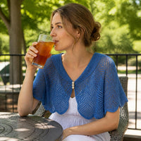 Knitted Poncho Shawl with Brooch - Lightweight Sun Protection Cover-Up for Spring/Summer