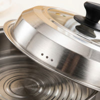 Frying Pan and Stainless Steel Universal Lid with Viewing Window, Modern Minimalist Style Wok Lid, Pot Lid and Saucepan Lid with Plastic Handle