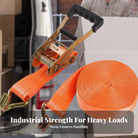Ratchet Fastening Strap Strong Bearing Capacity Ratchet Strap with Hooks High Break Strength Truck Bed Fastening Strap for Movers, Trailers