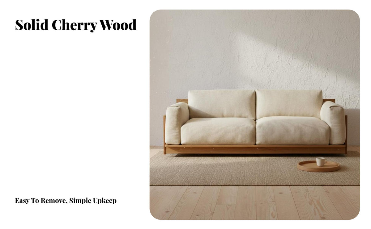 Calm Simplicity Aesthetic Sofa Removable and Washable Cover Nordic Aesthetic Couch Small Apartment Friendly Wood Frame Sofa for Young Adults