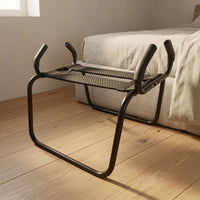 Black Metal Bed Assist Stool Cylindrical Bedside Standing Aid Flat Platform Bedside Stool Compact for Bedroom