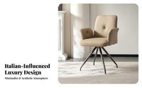 Ergonomic Back Support Upholstered Swivel Chair Modern Outline Armchair Thick Padded Cushioning Living Room Furniture Sturdy Frame for Office Workers, Homeowners, Readers, Study, Bedroom, Reading Nook, Lounge Area