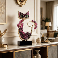 Luxury Crystal Lucky Cat Figurine for Entryway, TV Cabinet, Office Desk, Grand Opening Gift