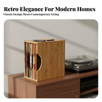 LP Album Storage Box Clear Acrylic Panels Wooden LP Album Box Retro Design