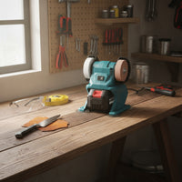 Compact Benchtop Grinder Stable Bench Grinder with Wrench Portable Sharpening Machine Non-Slip for DIYers, Hobbyists, Home Workshop, Garage