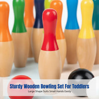 Wooden Bowling Game Set, Large, Early Education Toy for Kids, Parent-Child Interactive, Colorful, Boys Gift