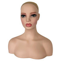 Mannequin Bust PVC Mannequin Head with Shoulders Female Display Head for Salons