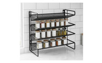 4-Tier Spice Rack Freestanding Wall Mount Spice Organizer Rust-Resistant Countertop Seasoning Rack for Kitchen