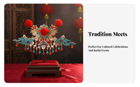 Classical Theater Headwear Intricate Features Chinese Design Hair Crown Red Decorative Puff Headpiece Handmade Ancient Tassel