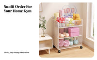 Space-Saving Metal Mesh Storage Rack | Front-Facing Open Design, 3-Tier Storage Rack, for Home Gym