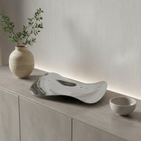 Modern Design Irregular Wave Tray Mirror Finish Stainless Steel Decorative Tray Easy to Clean Silver Metal Fruit Bowl Rust-Resistant for Dining Table, Living Room