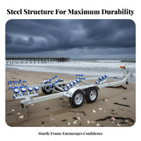 Boat Trailer Heavy Duty Galvanized Boat Trailer Rust Resistant Watercraft Hauler for Marine Professionals, Fishermen, Marinas, Coastal Areas, Lakeside