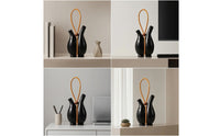Resin Vase with Handle Sculptural Double Bottle Vase Lightweight for Living Room, Bookshelf