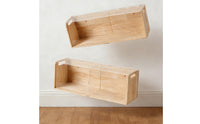 2 Pieces Natural Wood Grain Acrylic-Top Storage Box Handle Cutouts Wooden Toy Chest Rectangular Toy Storage Box Simple Design for Classroom, Home