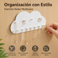 Cloud Wall Hanger, White Double Hook for Bathroom, 7.5x14.5x1.5 cm, Supports 3 kg