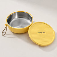 Foldable Bento Lunch Box, 620ml Single-Serving Snack Box with Cutlery, 304 Stainless Steel Food-Grade Compartments for Office & School, 15.5x4cm