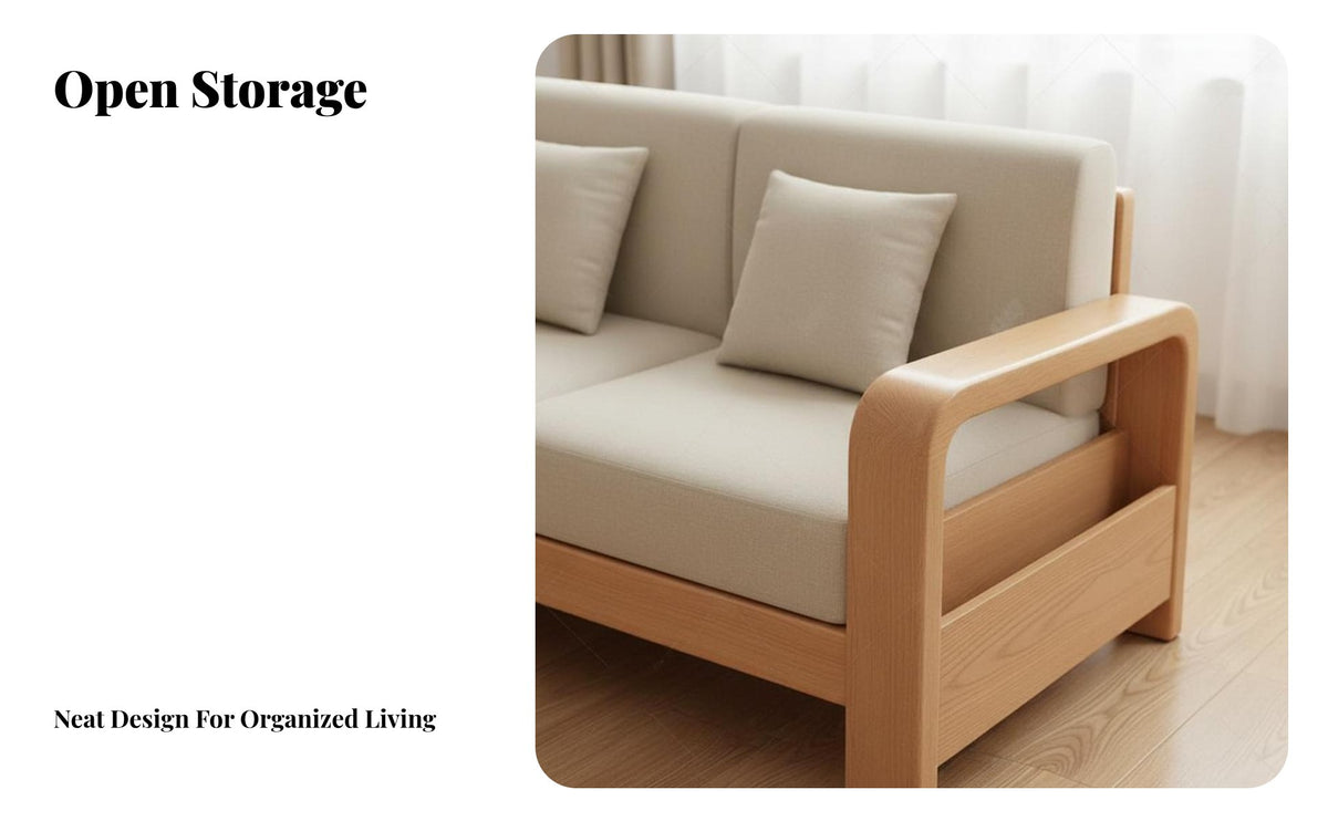 3-Seater Storage Settee sturdy Wood Frame Sofa Modern Oriental Design Living Room Furnishing for Apartment Dwellers, Small Families, Lounge Area