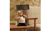 Resin Chef Statue with Signboard Welcoming Tabletop Chef Ornament Decorative Cartoon for Bakers, Restaurant