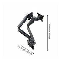 Ergonomic Design Two Monitor Arm Space Saving Adjustable Two Screen Mount Portrait and Landscape Rotation Gas Pneumatic Monitor Stand Easy Installation for Gaming Setup