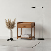 Bedside Cabinet with Open Shelf Walnut-Colored Bedside Cabinet with Shelf Space-Saving Storage Organizer for Bedroom