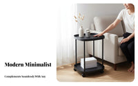Minimalist Design Rolling Side Table Space Saving Tiered Mobile Side Table Compact Design Household Furniture With Wheels for Apartment Dwellers, Homeowners, Students, Living Room, Bedroom, Balcony, Small Areas