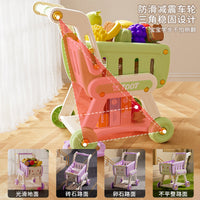 Toy Shopping Cart for Toddlers with Fruit and Grocery Play Set