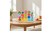 Stacking Toy with Threading Cords Educational Wooden Stacking Toy Colorful Preschool for Toddlers, Playroom, Classroom