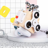 Improves Hand-Eye Coordination Educational Learning Toy Learn Through Play Fine Movement Skills Toy Multi-Functional Design Wooden Busy Block for Toddlers, Preschoolers