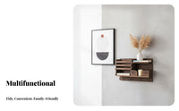 Solid Wood Wooden Key Holder Rack Multi-Functional Entryway Shelf with Hooks Minimalist Design for Hallway, Mudroom