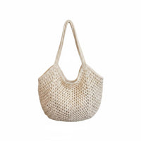 Large Capacity Cotton Crochet Tote Boho Chic Crochet Shoulder Bag Handmade for Shopping