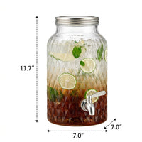 Water Dispenser Glass Water Jug with Fruit Infuser, Drink Dispenser with Wooden Base and Screw Lid