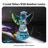 Faceted Glass Angel European Design Spectral Angel Statue Reflects Iridescent Display House Decoration for Collectors, Mom, Living Room, Hotel