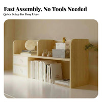 Desk Hutch Space-Saving Countertop shelving unit with Drawer Easy Assembly for Adults