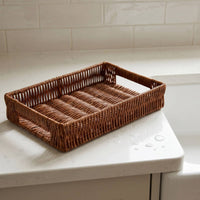 Handwoven Snack Tray Sturdy and Lightweight Woven Tray Basket Easy to Carry Household Storage for Tea Time, Tabletop, Living Room