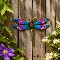 Outdoor Vintage Iron Dragonfly Wall Decor for Garden Patio Balcony Kids Room