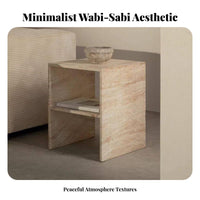 Wabi-Sabi Design Round Pedestal Table Minimalist Design Round Pedestal Stand Movable Home Furniture Compact Size for Decor Enthusiasts, Interior Designers, Apartment Dwellers, Sofa Side, Living Room, Bedroom, Reading Nook