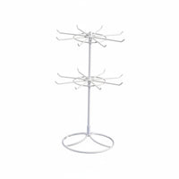 Detachable 2 Tier Rotating Jewelry Stand Wrought Iron Rotating Earring Display Rack Easy Assembly Storage Solution for Bedroom, Closet