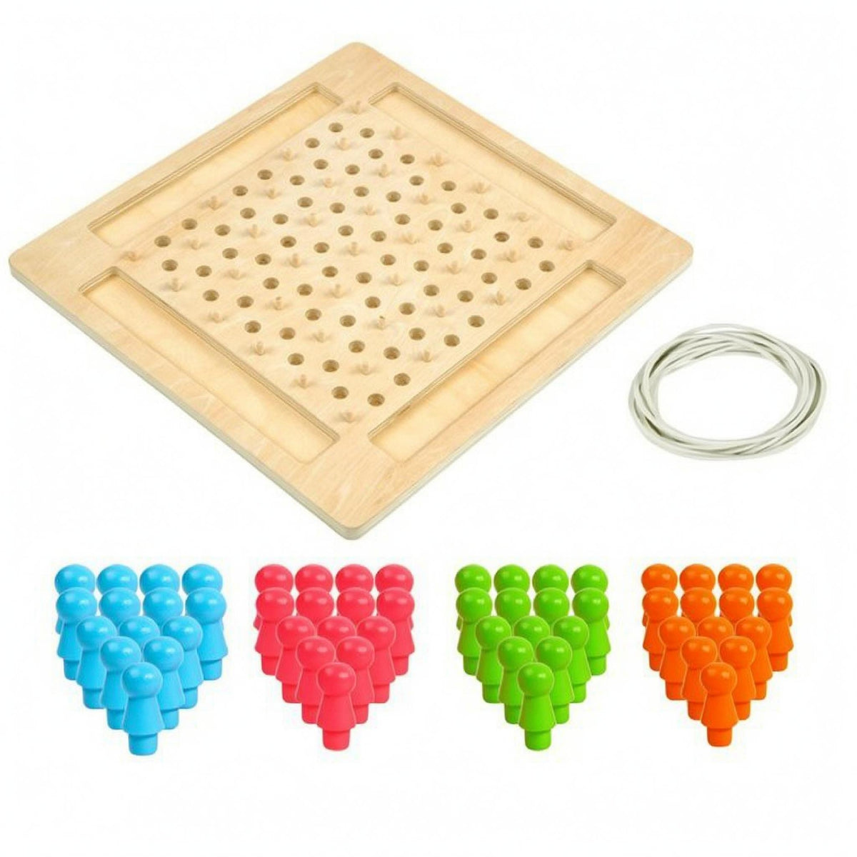 Triangular Peg Board Recessed Storage Wooden Triangle Game Triangle Peg Game Elastic Bands
