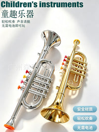 儿童仿真乐器玩具四音萨克斯四音圆号乐队仿真玩具过家家音乐器材