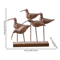 Bird Sculpture with Wooden Base Rustic Tabletop Bird Figurine Vintage-Influenced Ornament for Homeowners, Art Collectors, Entryway Table