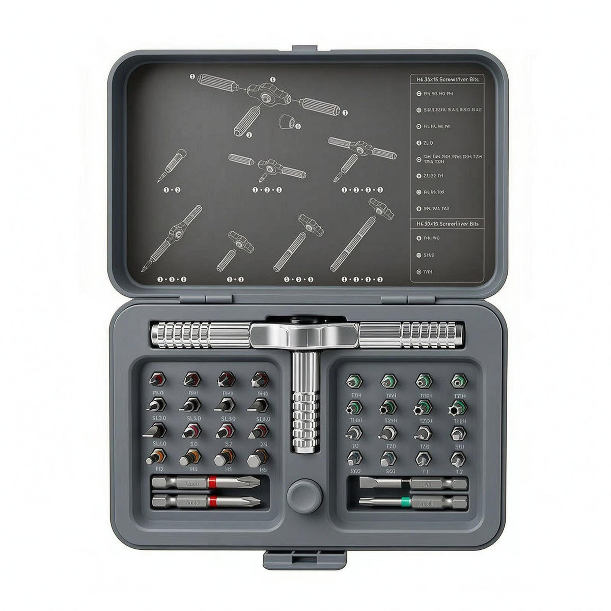 Ratcheting Screwdriver Set Interchangeable Bits Multi Bit Screwdriver Kit Shiny Finish Hardware Tool
