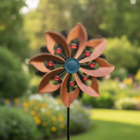 Flower Wind Windmill Decorative Metal Wind Windmill Weather-Resistant Yard Art for Lawn