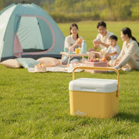 Portable Cooler Box with Temperature Display 15L Insulated Cooler with Ice Bags Sturdy Icebox Stackable for Travelers, Road Trips
