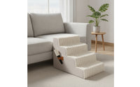 Foldable Pet Stair Washable Pet Steps with Soft Cover Non-Slip Dog Ramp with Foam for Small Dogs, Injured Pets, Bedside, Sofa