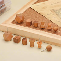 Decorative Drawing Pins Assorted Shapes Wooden Push Pins Hold Wooden Head Thumbtacks for Teachers, Classroom