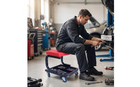 Repair Specialist Stool with Tool Tray Rolling Stool with Storage Wear-Resistant Garage Seat for Car Cleaners