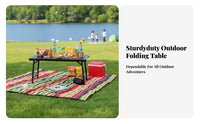 Slatted coilable Table Foldable Design Camping Gear Black Finish Collapsible Surface for outdoor mealkers, Tailgaters, outdoor meals, Beach outings, Backyard