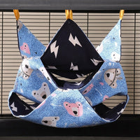 Three-Layer Hammock Small Exotic Pet Cage Hammock, 29cm Square Canvas and Lamb Velvet Warming Bed for Sugar Glider, Chinchilla and Degu, Blue