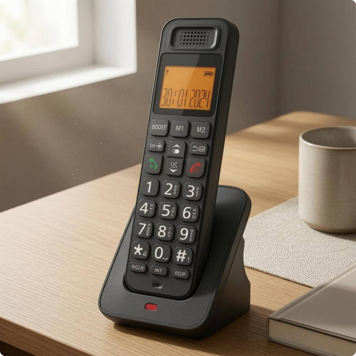 Large Buttons Digital Cordless Telephone Backlit Screen Cordless Home Phone Speaker Grille Charging Base Phone Internal Call for Older Adults, Seniors
