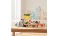 Electric Toy Train Track Playset Interlocking Wooden Train Set Elevated Allall-Inclusive for Children, Toddlers, Preschoolers, Playroom, Classroom, Daycare